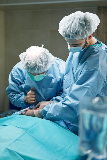 Seamless hex wallpaper pattern — Medicine by wallpaper⁶ — base photo: Two surgeons in sterile gowns and masks conducting a surgery with precision in a hospital setting.