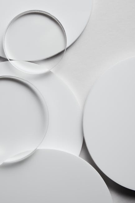 Seamless hex wallpaper pattern — Medicine by wallpaper⁶ — base photo: Abstract composition of overlapping glass circles on a white surface.