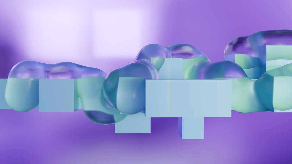 Seamless kaleidoscope wallpaper pattern — Biochemistry by wallpaper⁶ — base photo: A captivating 3D render of fluid shapes in purple and blue hues, perfect for digital art projects.