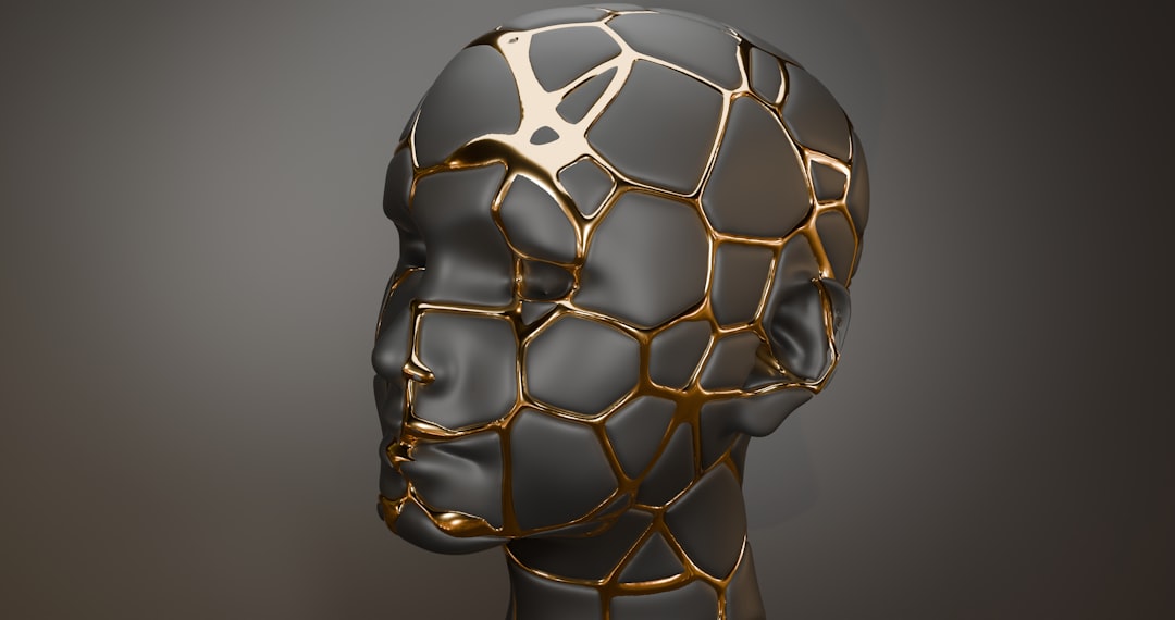 3D Rotation wallpaper pattern — base photo: Head, sculpture, 3d, render 3d, black, gold, golden