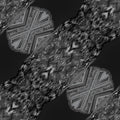 A seamless abstract wallpaper pattern in gold and black, featuring a geometric Diamond symmetry repeat with crystalline shapes.