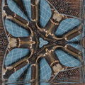 Geometric Hex pattern resembling a cathedral rose window with intricate stained glass details and vibrant jewel tones.