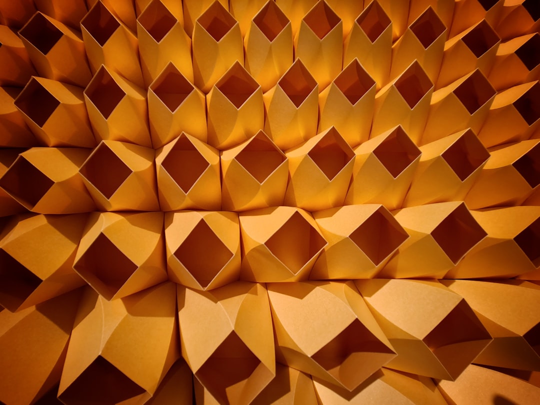Seamless kaleidoscope wallpaper pattern — Origami by wallpaper⁶ — base photo: yellow and white square pattern