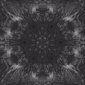 Abstract kaleidoscope pattern created from swirling inks in milk, with organic shapes reflected infinitely.