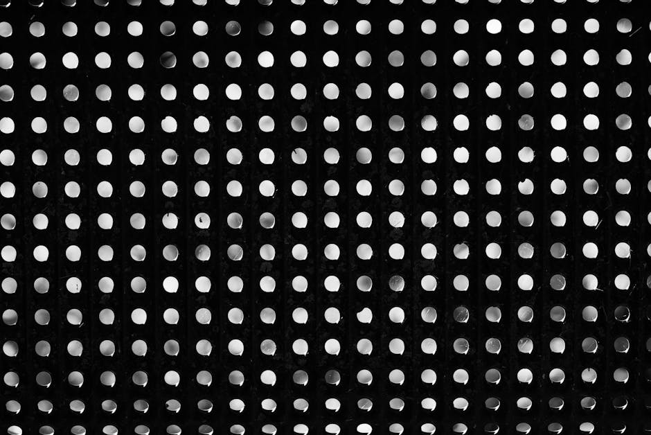 Molecular Physics Diamond wallpaper pattern — base photo: Black and white image featuring a repetitive dotted pattern with circular shapes creating an abstrac