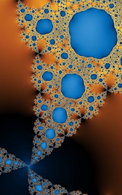 Fractals Kaleidoscope wallpaper pattern — base photo: Colorful fractal art with intricate patterns and vibrant blue hues.