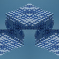 Seamless pattern of isometric cubes arranged in a bricklaying pattern, creating a 3D grid effect.