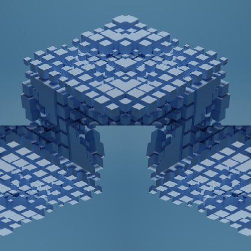 Seamless pattern of isometric cubes arranged in a bricklaying pattern, creating a 3D grid effect.
