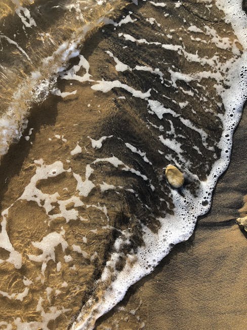 Oceanography Wave wallpaper pattern — base photo: Capture of gentle waves at Kerkira beach, Greece, highlighting sand patterns.