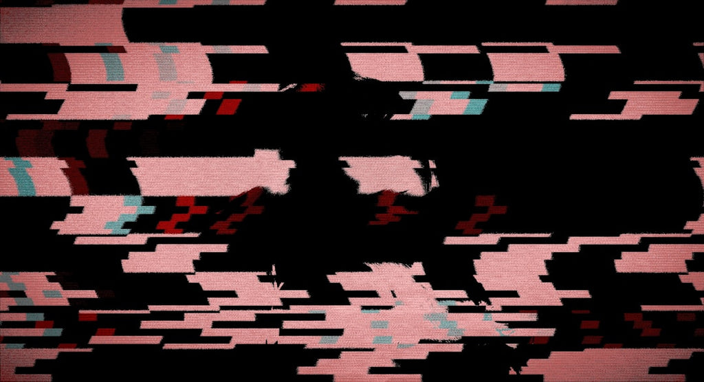 Seamless mirror wallpaper pattern — Glitch by wallpaper⁶ — base photo: Abstract digital glitch art with red and black patterns