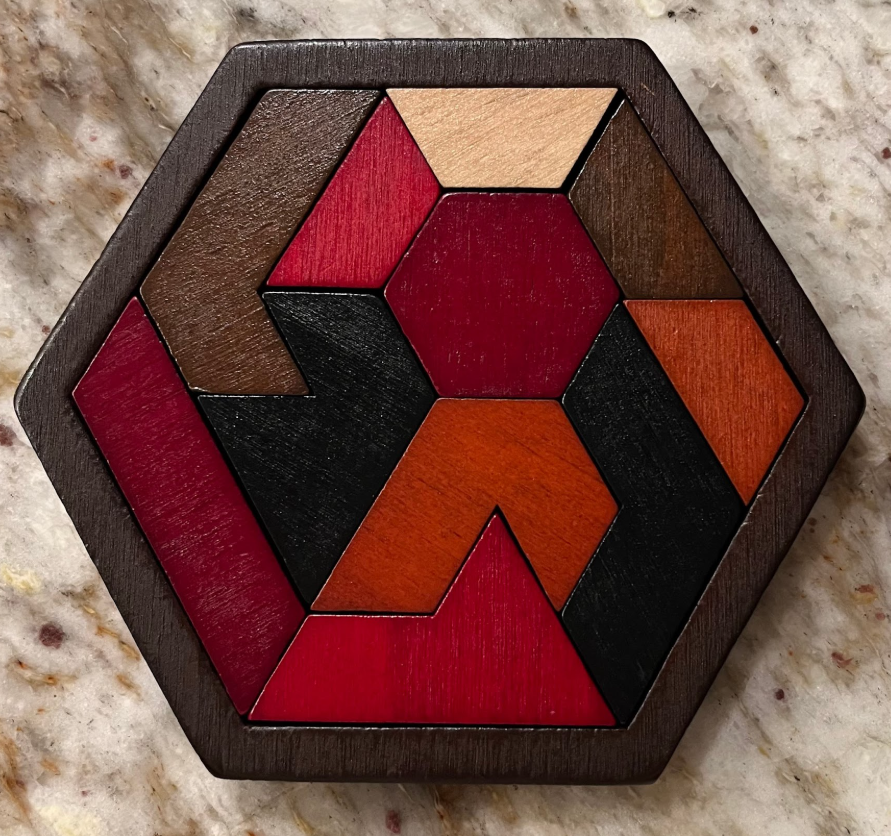 Seamless kaleidoscope wallpaper pattern — Geometry by wallpaper⁶ — base photo: File:Tangram hexagon puzzle.png