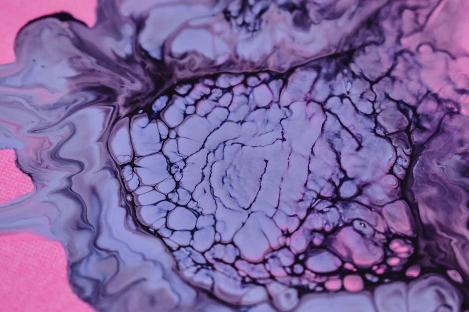 Seamless kaleidoscope wallpaper pattern — Medicine by wallpaper⁶ — base photo: Close-up of flowing liquid ink forming an abstract pattern in shades of pink and purple.