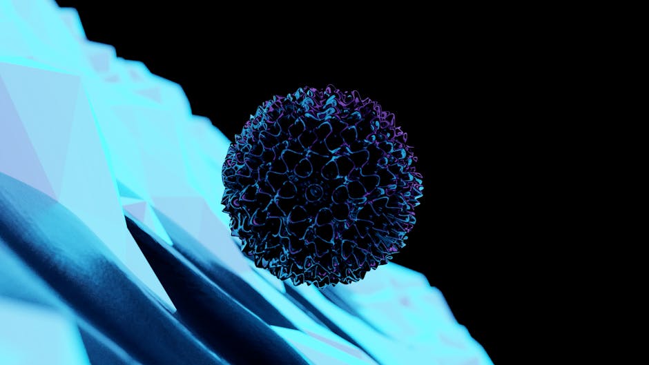 Seamless mirror wallpaper pattern — Biochemistry by wallpaper⁶ — base photo: Surreal digital art featuring a neon sphere suspended above a geometric icy surface.