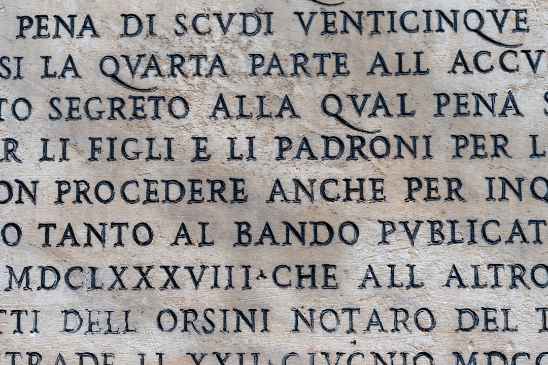 Seamless mirror wallpaper pattern — Arithmetic by wallpaper⁶ — base photo: Detail of marble inscription in Italian dated 1688 forbidding people to litter the street in Rome, I