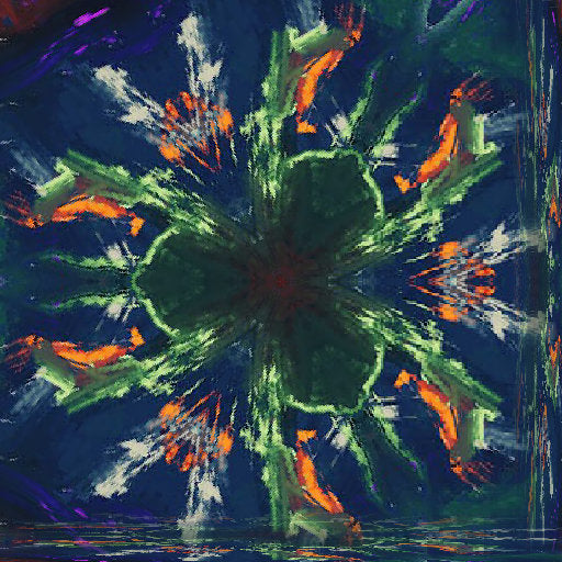 A seamless hexagonal pattern showing fluid color gradients of orange, purple, and blue in a repeating Hex symmetry.