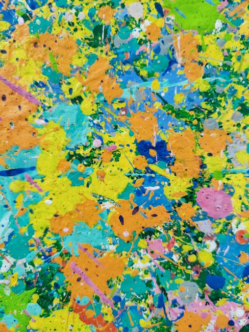 Abstract Wave wallpaper pattern — base photo: Vibrant abstract splatter art with bright colors and dynamic patterns, perfect for creative projects