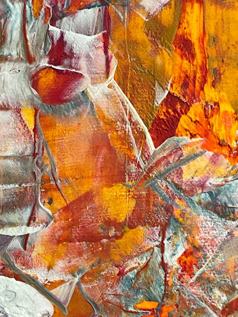 Mineralogy Diamond wallpaper pattern — base photo: A vivid and textured close-up of an abstract acrylic painting in warm colors.
