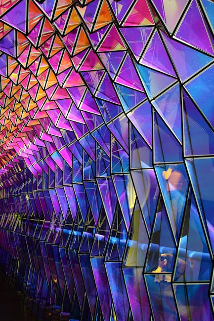 Seamless diamond wallpaper pattern — Stained Glass by wallpaper⁶ — base photo: Colorful geometric glass art installation at a San Francisco museum.