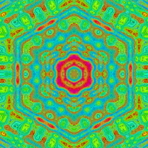 A holographic glitch pattern with kaleidoscope symmetry, featuring dripping metallic textures and vibrant, distorted colors for a modern, artistic wallpaper.