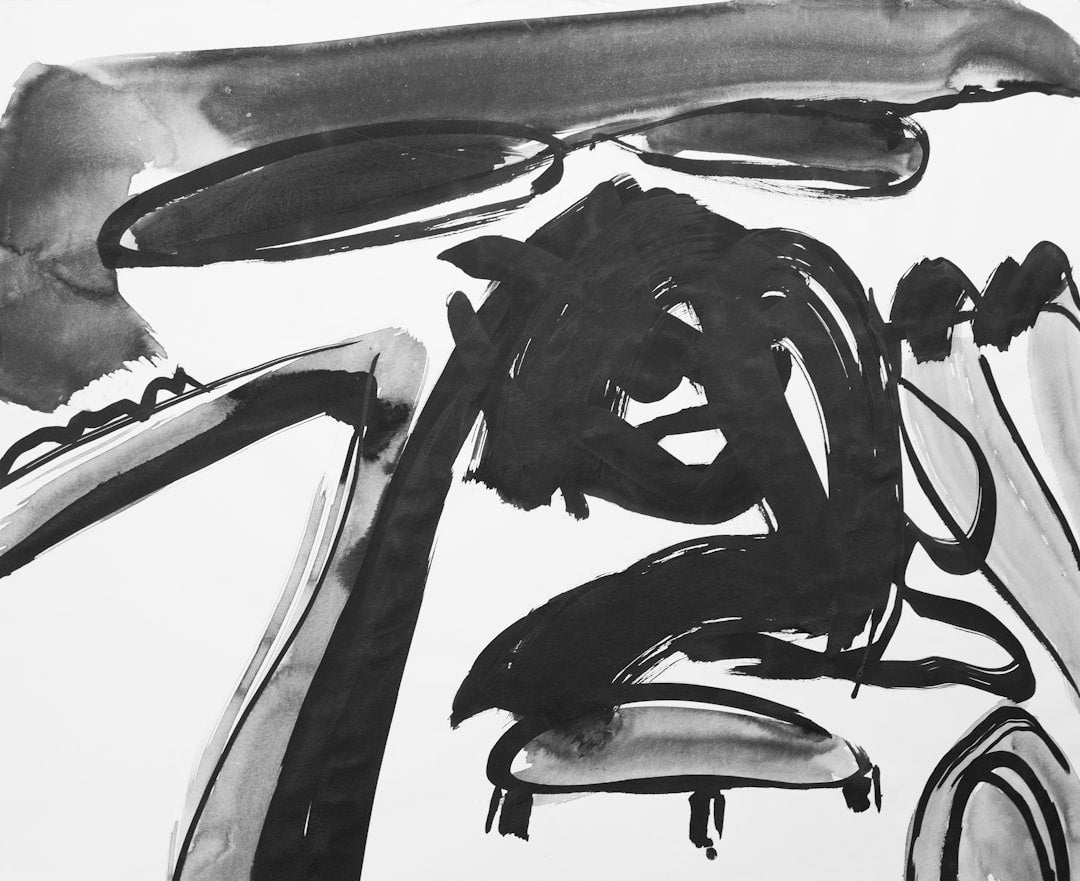 Seamless hex wallpaper pattern — Calligraphy by wallpaper⁶ — base photo: A black and white ink drawing on paper I made after a small sketch in the Rotterdam harbor area in 1