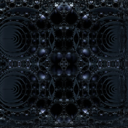 A seamless mirror symmetry pattern of glossy black spheres with white highlights in a structured algebraic grid.