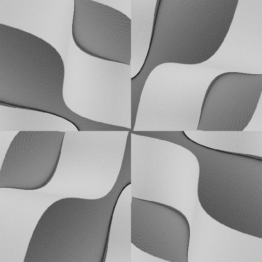 A seamless 3D wallpaper pattern featuring dark gray isometric prisms and shards arranged in a four-fold Rotation symmetry.