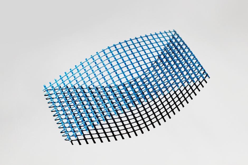 Möbius Twist self-adhesive wallpaper pattern with blue and black abstract grid lines in a Kaleidoscope symmetry on a white background. — base photo: A sharp, abstract grid featuring interlocking lines in deep blue and black, set against a bright whi