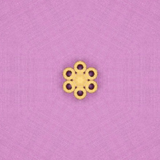 A radial Kaleidoscope wallpaper pattern featuring vibrant infrared weather patterns in orange, purple, and yellow tones.