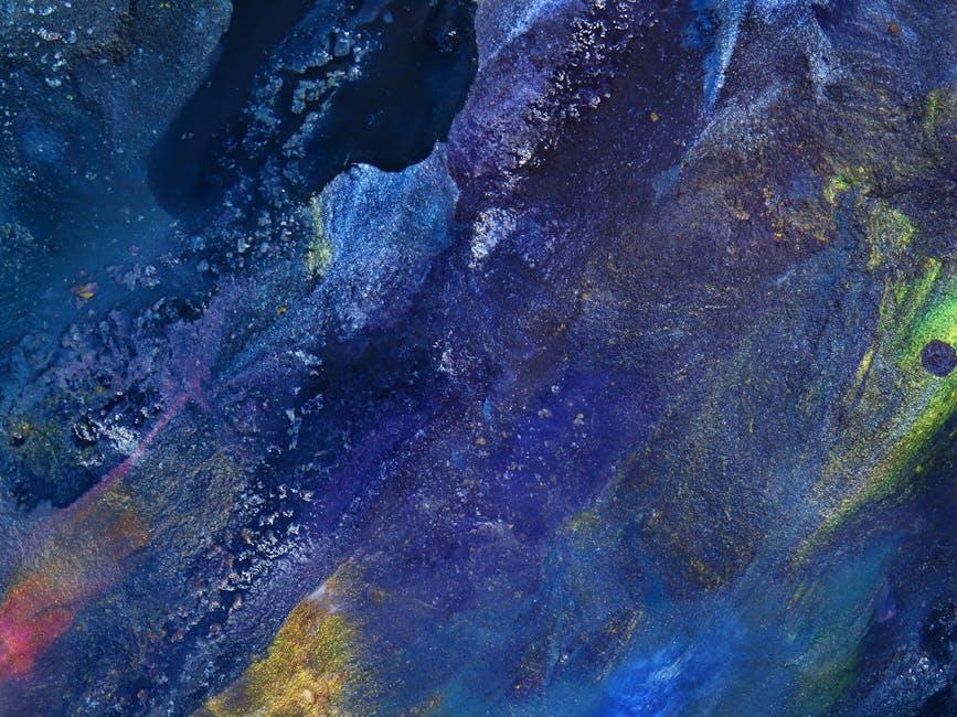 Cosmology Pinwheel wallpaper pattern — base photo: A captivating abstract painting with rich blue textures and vibrant color splashes, perfect for cont