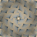 A black and white op-art pattern featuring four-fold rotation symmetry that creates a swirling, three-dimensional effect.