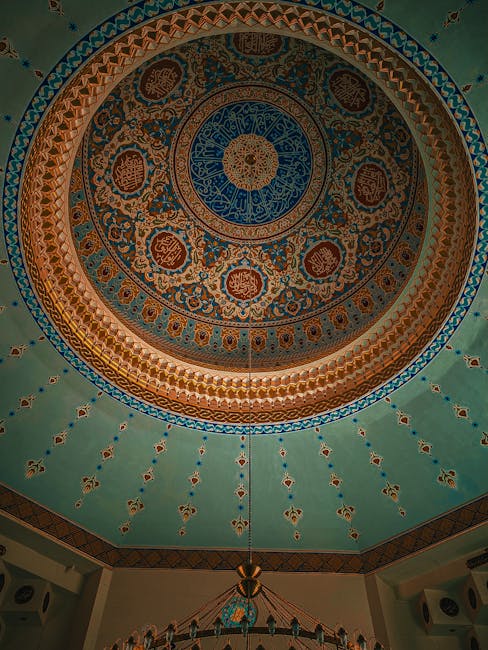 Seamless hex wallpaper pattern — Geometry by wallpaper⁶ — base photo: Stunning Islamic dome displaying intricate geometric designs and vibrant colors in an architectural 