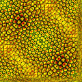 Geometric diamond symmetry pattern inspired by origami folds in a vibrant green color.