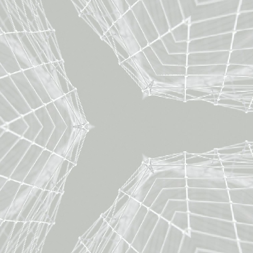 Minimalist white mathematical 3D line graphs and dots arranged in a seamless Hex symmetry pattern on a dark background.