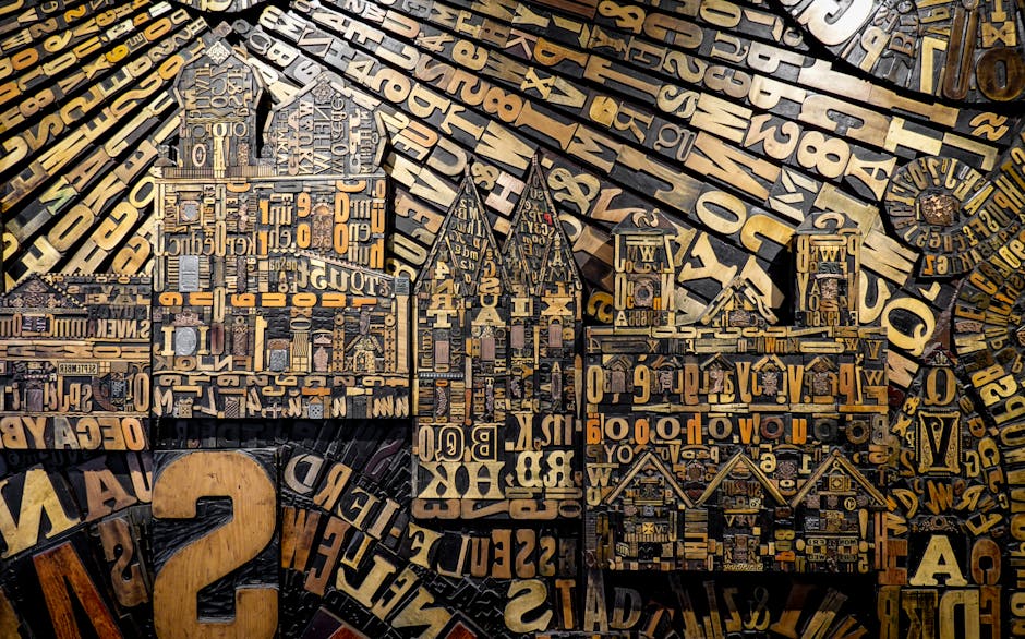 Seamless hex wallpaper pattern — Arithmetic by wallpaper⁶ — base photo: Complex assemblage of wooden letters creating a visual art piece. Perfect for design inspiration.
