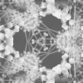 A dense hexagonal pattern of dark grey 3D isometric blocks with sharp edges and realistic lighting using Hex symmetry.