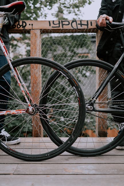 Seamless hex wallpaper pattern — Biochemistry by wallpaper⁶ — base photo: Detailed view of bicycle wheels on a wooden bridge, showcasing urban cycling.