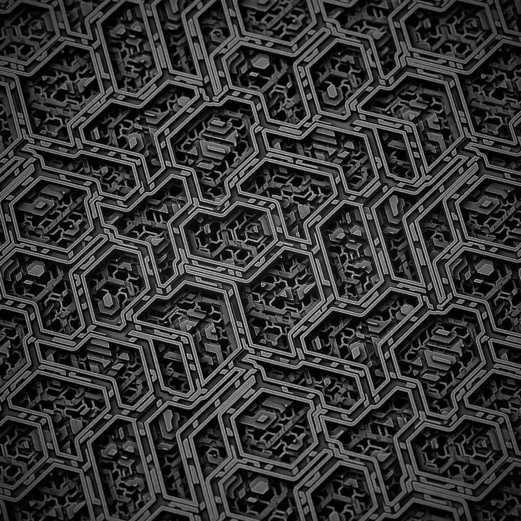 Seamless kaleidoscope wallpaper pattern — Medicine by wallpaper⁶ — base photo: High-tech Armour. Rendered with Blender in Cycles. Material made with Material Maker