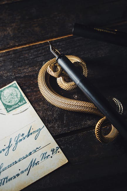 Seamless mirror wallpaper pattern — Calligraphy by wallpaper⁶ — base photo: A close-up of a fountain pen and vintage letter with decorative elements on a wooden table.