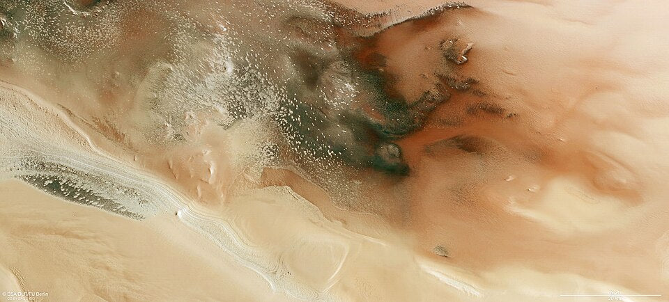 Seamless kaleidoscope wallpaper pattern — Astronomy by wallpaper⁶ — base photo: File:Cryptic terrain in Australe Scopuli on Mars ESA502010.jpg