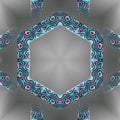 A dark, monochromatic kaleidoscope pattern of sharp 3D shards and geometric crystals with complex radial symmetry.