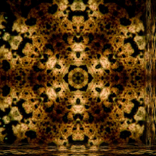 A seamless kaleidoscope pattern in stained glass style, featuring geometric shapes and the illusion of leaded lines, inspired by a water-detailed textured surface.