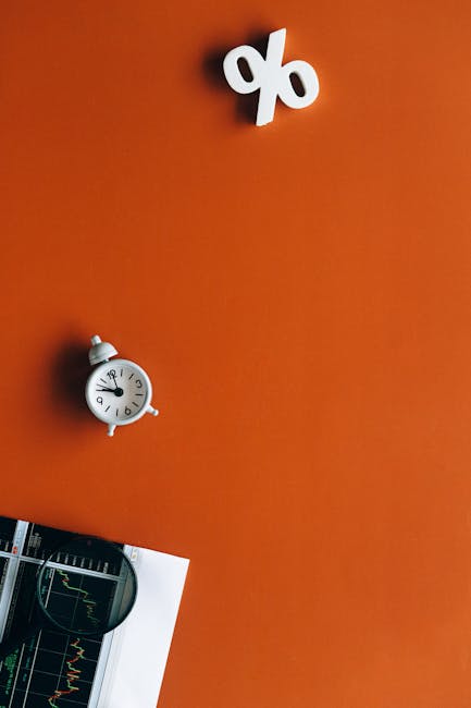 Seamless hex wallpaper pattern — Arithmetic by wallpaper⁶ — base photo: An arrangement featuring a clock, percentage symbol, and financial charts conveying time and finance
