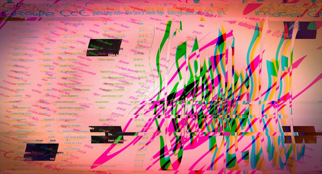 Seamless mirror wallpaper pattern — Glitch by wallpaper⁶ — base photo: Abstract colorful lines and shapes on a textured background.