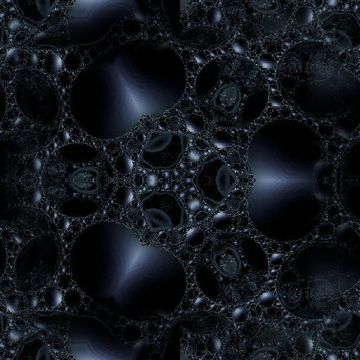 A complex pattern of blue and orange 3D spheres arranged in a seamless hexagonal lattice symmetry.