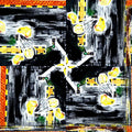 Abstract acrylic pour pattern with rotational symmetry in vibrant colors, displayed as wallpaper. Rotation · wallpaper⁶