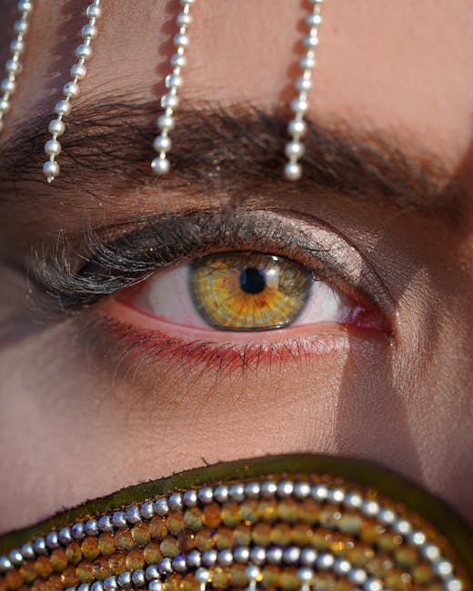 Emotions Diamond wallpaper pattern — base photo: Artistic close-up of an eye adorned with jewelry against a sunlit backdrop.