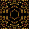 A seamless pattern of 3D isometric geometric shapes arranged in a symmetrical kaleidoscope formation.