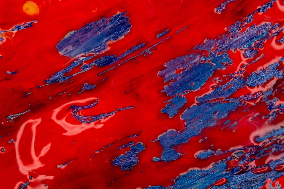 Seamless mirror wallpaper pattern — Calligraphy by wallpaper⁶ — base photo: Dynamic abstract art with vivid red and blue colors in a textured pattern.