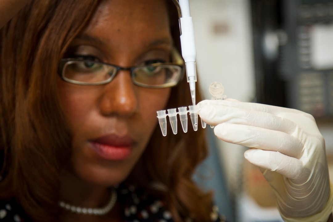 Seamless mirror wallpaper pattern — Medicine by wallpaper⁶ — base photo: Chanelle Case Borden, Ph.D., a postdoctoral fellow in the National Cancer Institute's Experimental I