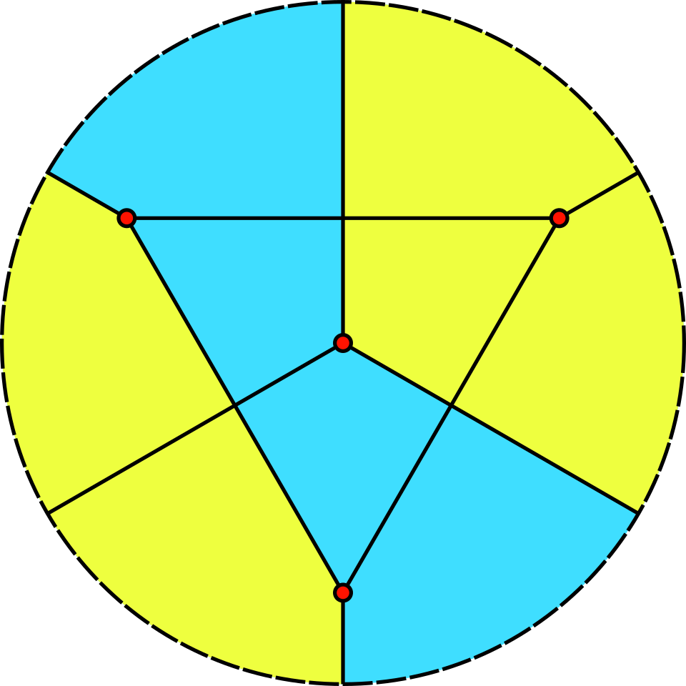 Projective Plane Pinwheel pattern, a geometric topological design featuring repeating elements arranged in a pinwheel formation on a white background. — base photo: A digital rendering representing the tetrahedron on the projective plane, illustrating a fundamental